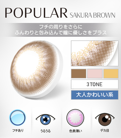 【1Day、乱視用】ポプラシリーズ・サクラブラウン/1箱10枚4
